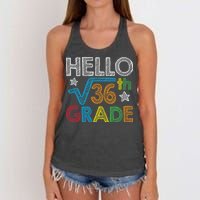 Hello Square Root 36 6th Grade Back To School Math Nerd Women's Knotted Racerback Tank