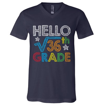 Hello Square Root 36 6th Grade Back To School Math Nerd V-Neck T-Shirt