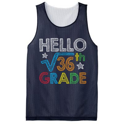 Hello Square Root 36 6th Grade Back To School Math Nerd Mesh Reversible Basketball Jersey Tank