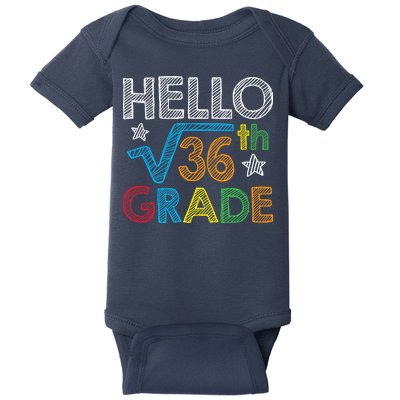 Hello Square Root 36 6th Grade Back To School Math Nerd Baby Bodysuit
