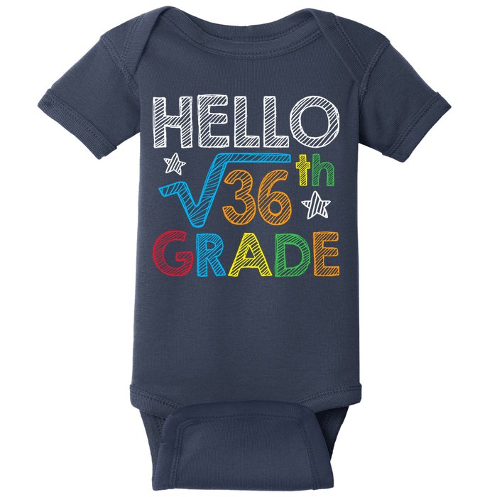 Hello Square Root 36 6th Grade Back To School Math Nerd Baby Bodysuit