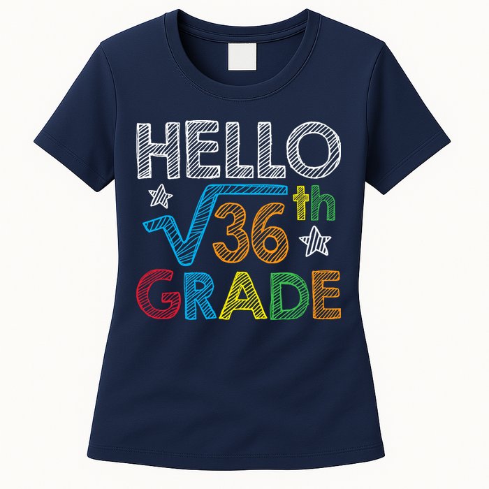 Hello Square Root 36 6th Grade Back To School Math Nerd Womens T-Shirt