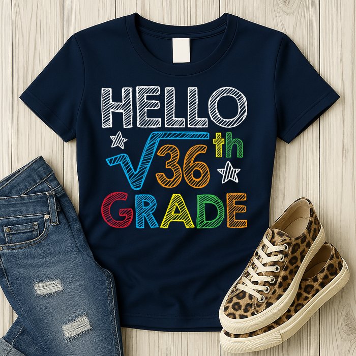 Hello Square Root 36 6th Grade Back To School Math Nerd Womens T-Shirt