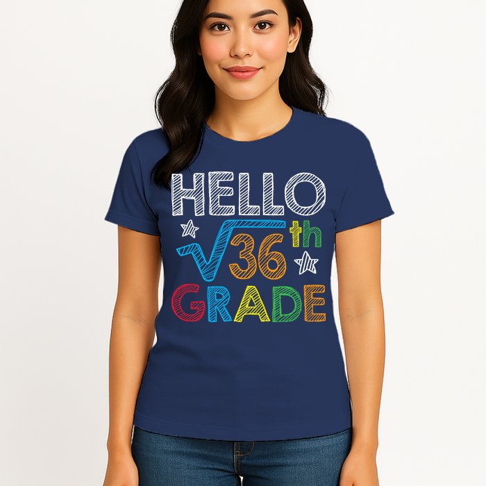 Hello Square Root 36 6th Grade Back To School Math Nerd Womens T-Shirt
