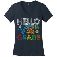 Hello Square Root 36 6th Grade Back To School Math Nerd Women's V-Neck T-Shirt