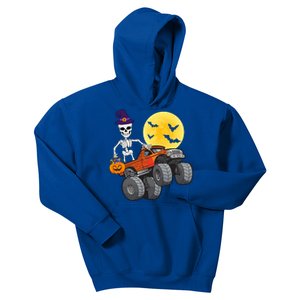 Halloween Skeleton Riding Monster Truck Cute Gift Kids Hoodie