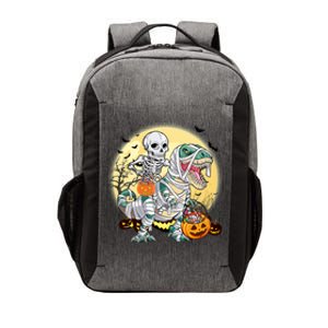 Halloween Skeleton Riding Mummy Dinosaurs T Rex Pumpkin Fun Cute Gift Vector Backpack