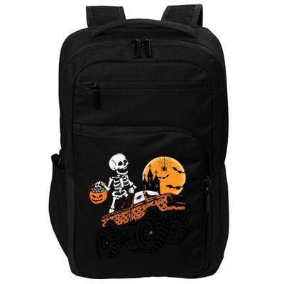 Halloween Skeleton Riding Monster Truck Gift Impact Tech Backpack