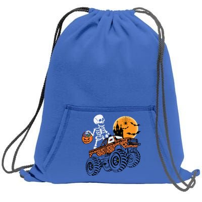 Halloween Skeleton Riding Monster Truck Gift Sweatshirt Cinch Pack Bag