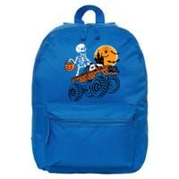 Halloween Skeleton Riding Monster Truck Gift 16 in Basic Backpack