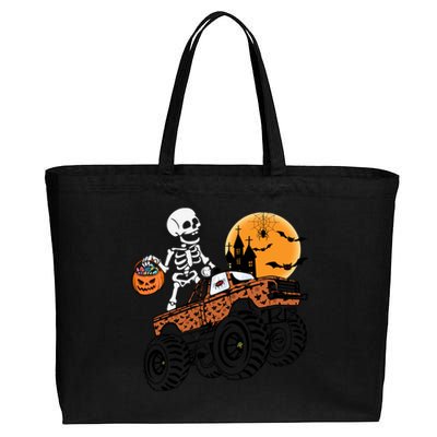 Halloween Skeleton Riding Monster Truck Gift Cotton Canvas Jumbo Tote