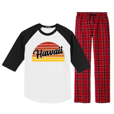 Hawaii Sunset Retro Vintage Raglan Sleeve Pajama Set