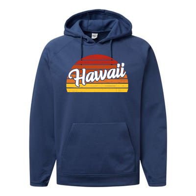 Hawaii Sunset Retro Vintage Performance Fleece Hoodie