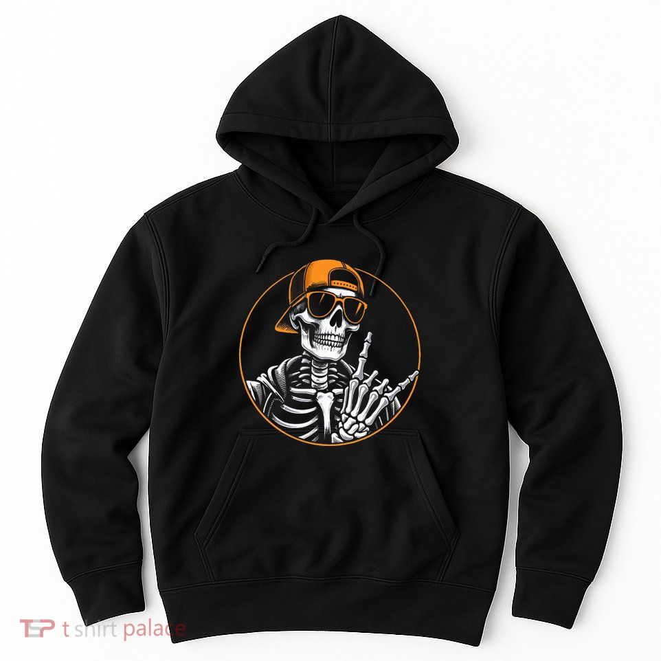 Halloween Skeleton Rock Hand Rocker Hoodie