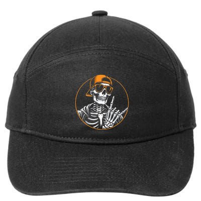Halloween Skeleton Rock Hand Rocker 7-Panel Snapback Hat