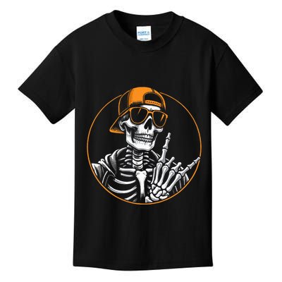 Halloween Skeleton Rock Hand Rocker Kids T-Shirt