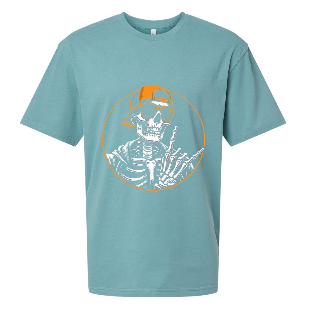 Halloween Skeleton Rock Hand Rocker Sueded Cloud Jersey T-Shirt