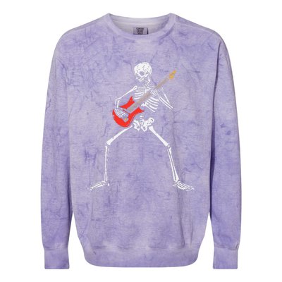 Halloween Skeleton Rocker Guitar Punk Rock Costume Colorblast Crewneck Sweatshirt