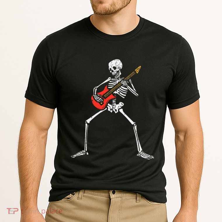 Halloween Skeleton Rocker Guitar Punk Rock Costume Performance Shirt