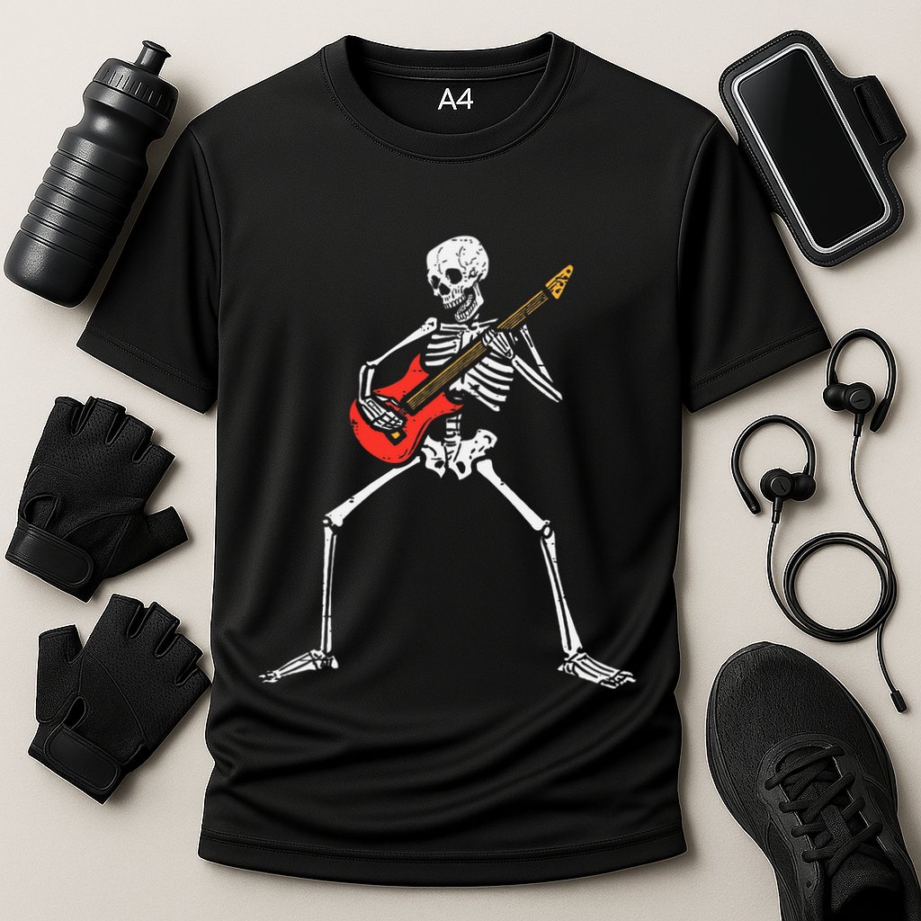 Halloween Skeleton Rocker Guitar Punk Rock Costume Performance Shirt
