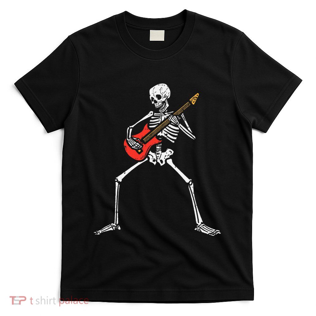 Halloween Skeleton Rocker Guitar Punk Rock Costume T-Shirt