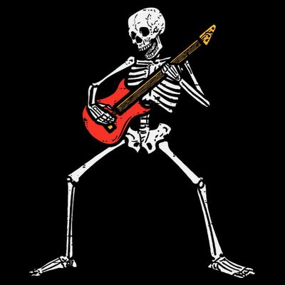 Halloween Skeleton Rocker Guitar Punk Rock Costume T-Shirt