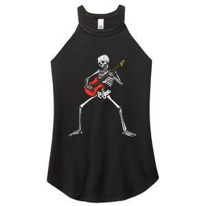 Halloween Skeleton Rocker Guitar Punk Rock Costume Women's Perfect Tri Rocker Tank