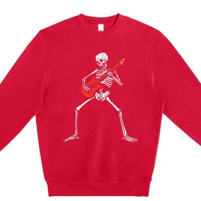 Halloween Skeleton Rocker Guitar Punk Rock Costume Premium Crewneck Sweatshirt