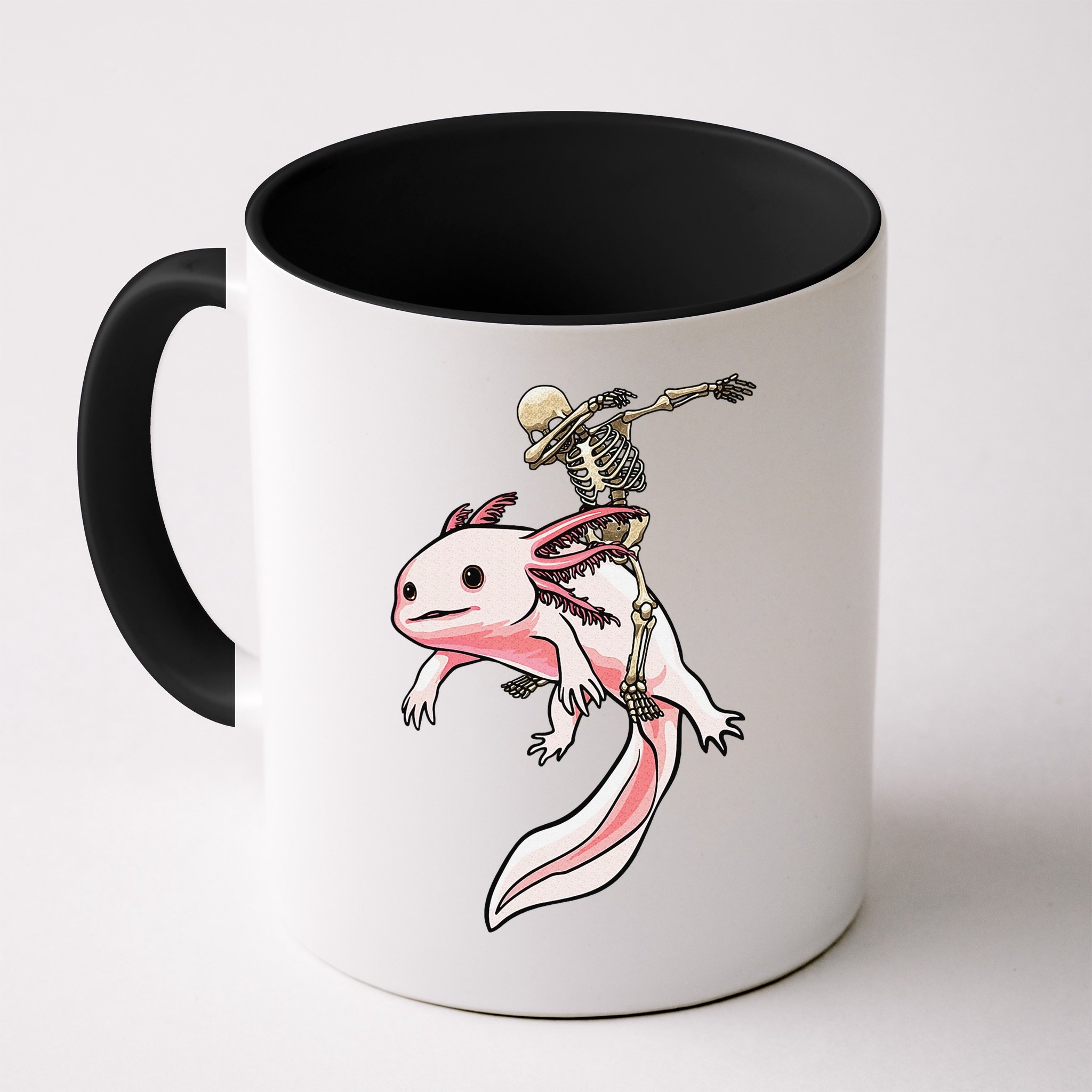 Halloween Skeleton Riding Axolotl Cute Mug