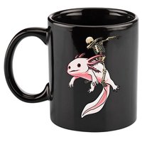 Halloween Skeleton Riding Axolotl Cute 11oz C Handle Ceramic Mug
