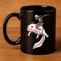 Halloween Skeleton Riding Axolotl Cute 11oz C Handle Ceramic Mug