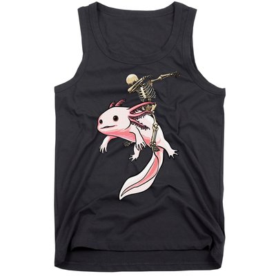 Halloween Skeleton Riding Axolotl Cute Tank Top