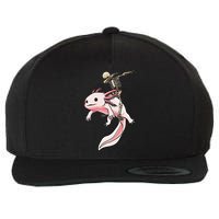 Halloween Skeleton Riding Axolotl Cute Wool Snapback Cap