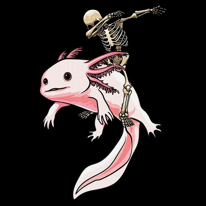 Halloween Skeleton Riding Axolotl Cute Zip Tote Bag