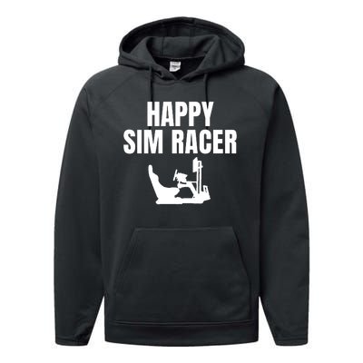 Happy Sim Racer Fun Esport Car Racing Sim Funny Sim Racer Sim Racing Cockpit Performance Fleece Hoodie