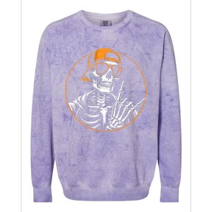 Halloween Skeleton Rock Hand Rocker Rock Music Colorblast Crewneck Sweatshirt