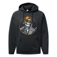 Halloween Skeleton Rock Hand Rocker Rock Music Performance Fleece Hoodie