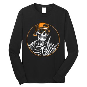 Halloween Skeleton Rock Hand Rocker Rock Music Long Sleeve Shirt