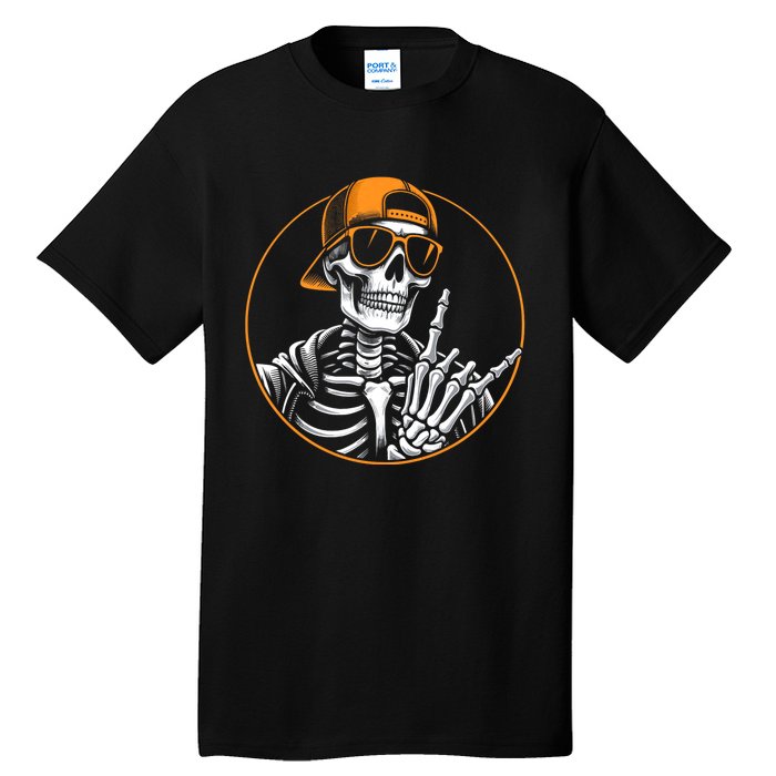 Halloween Skeleton Rock Hand Rocker Rock Music Tall T-Shirt