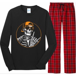 Halloween Skeleton Rock Hand Rocker Rock Music Long Sleeve Pajama Set