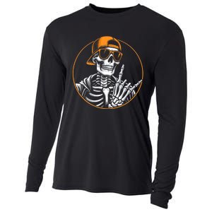 Halloween Skeleton Rock Hand Rocker Rock Music Cooling Performance Long Sleeve Crew