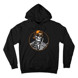 Halloween Skeleton Rock Hand Rocker Rock Music Tall Hoodie