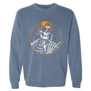 Halloween Skeleton Rock Hand Rocker Rock Music Garment-Dyed Sweatshirt