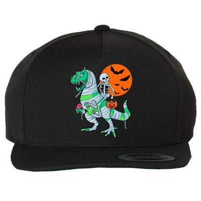 Halloween Skeleton Riding Trex Dinosaur Meaningful Gift Wool Snapback Cap