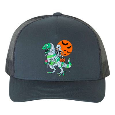 Halloween Skeleton Riding Trex Dinosaur Meaningful Gift Yupoong Adult 5-Panel Trucker Hat