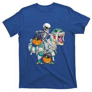 Halloween Skeleton Riding Mummy Dinosaur T Rex Funny T-Shirt