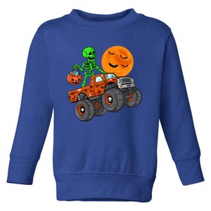 Halloween Skeleton Riding Monster Truck Gift Toddler Sweatshirt