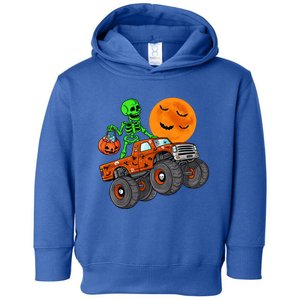 Halloween Skeleton Riding Monster Truck Gift Toddler Hoodie