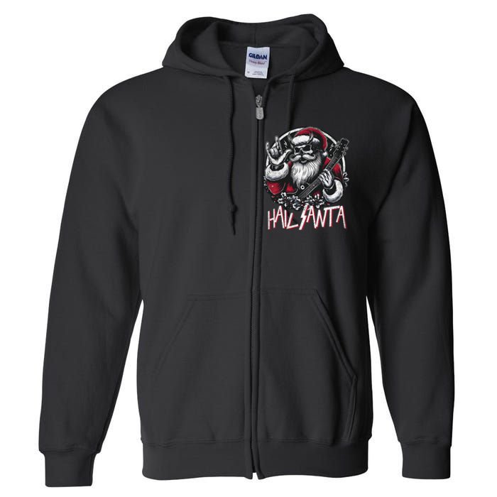 Hail Santa Rock On Heavy Metal Goth Sarcasm Christmas Full Zip Hoodie