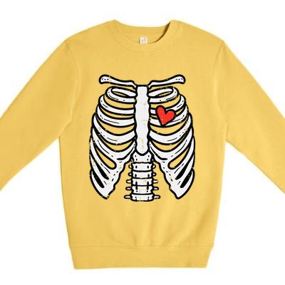 Halloween Skeleton Rib Cage Heart Costume Premium Crewneck Sweatshirt